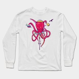 Octopus riding a bike Long Sleeve T-Shirt